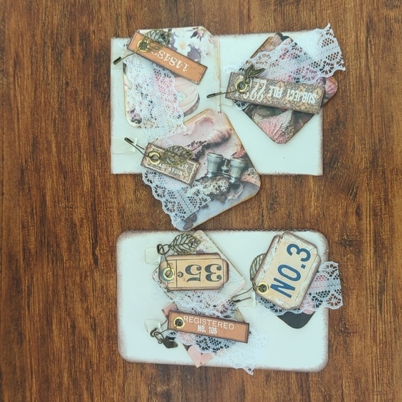 Set Of 6 Rustic Tag Embellishments For Junk Journal/Scrapbooking- Floral/Quotes - Picture 1 of 4